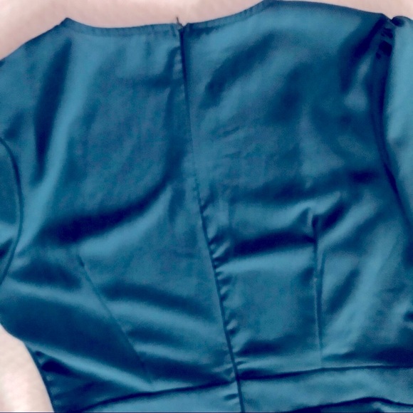 Teal Blue Long Sleeve Cocktail Dress - Picture 15 of 16